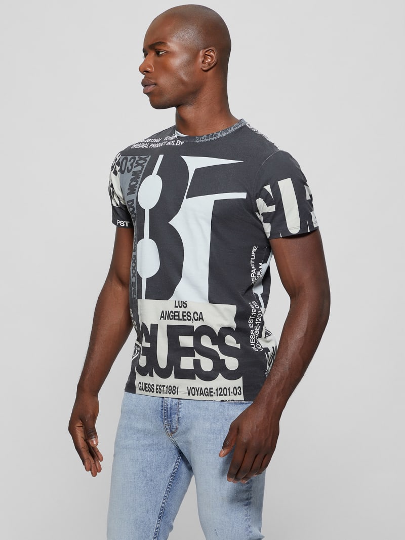 Guess GUESS Signature Tee - Jet Black Multi Guess GUESS Signature Tee - Jet Black Multi