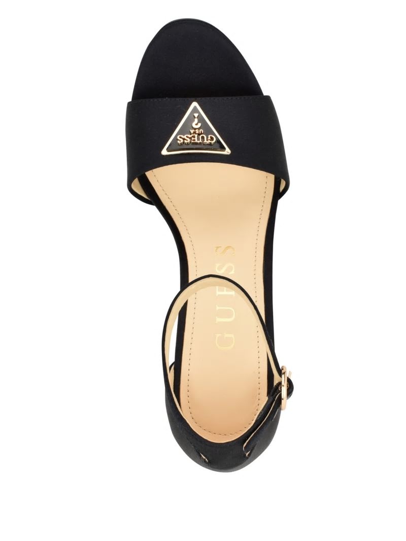 Guess Setone Satin Signature Platform Heels - Black 001 Guess Setone Satin Signature Platform Heels - Black 001