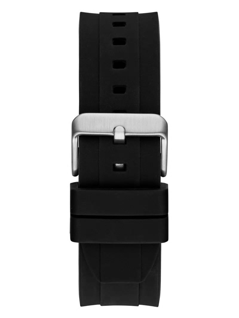 Guess Silver-Tone and Black Silicone Multifunction Watch - Black Snakeskin Guess Silver-Tone and Black Silicone Multifunction Watch - Black Snakeskin