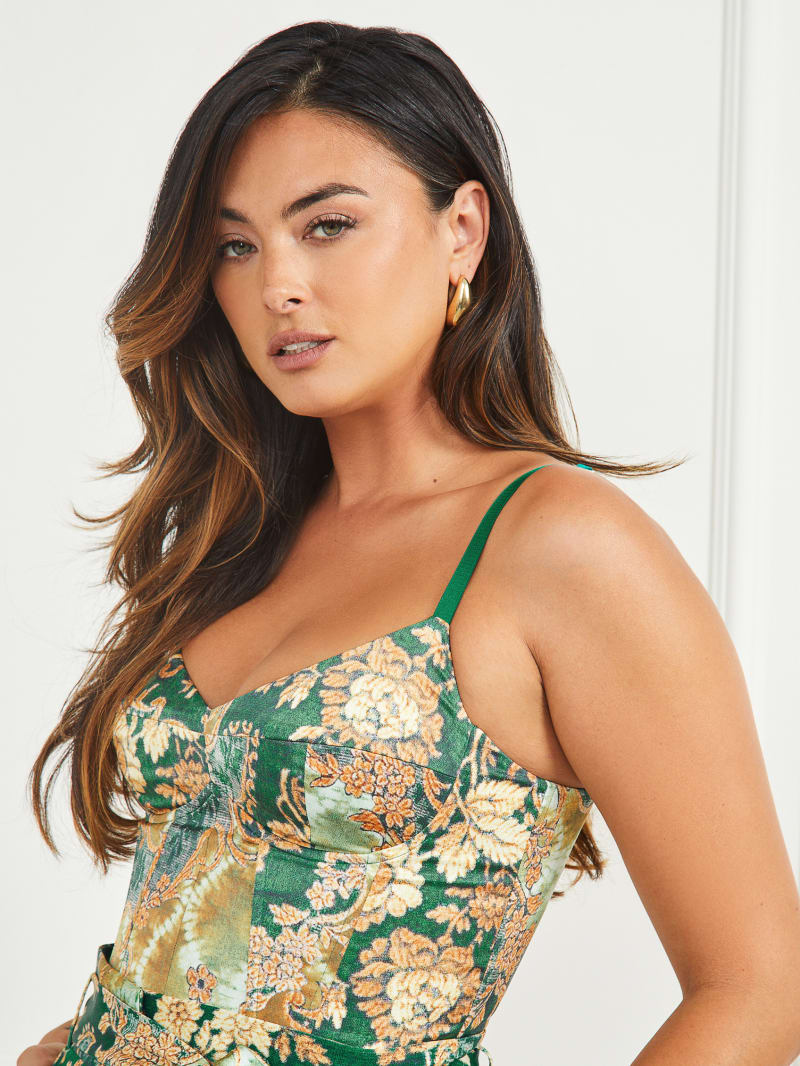 Guess Blossom Satin Corset Top - Heirloom Print Guess Blossom Satin Corset Top - Heirloom Print