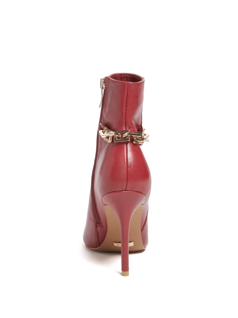 Guess Bale Leather Bootie - Medium Red Guess Bale Leather Bootie - Medium Red