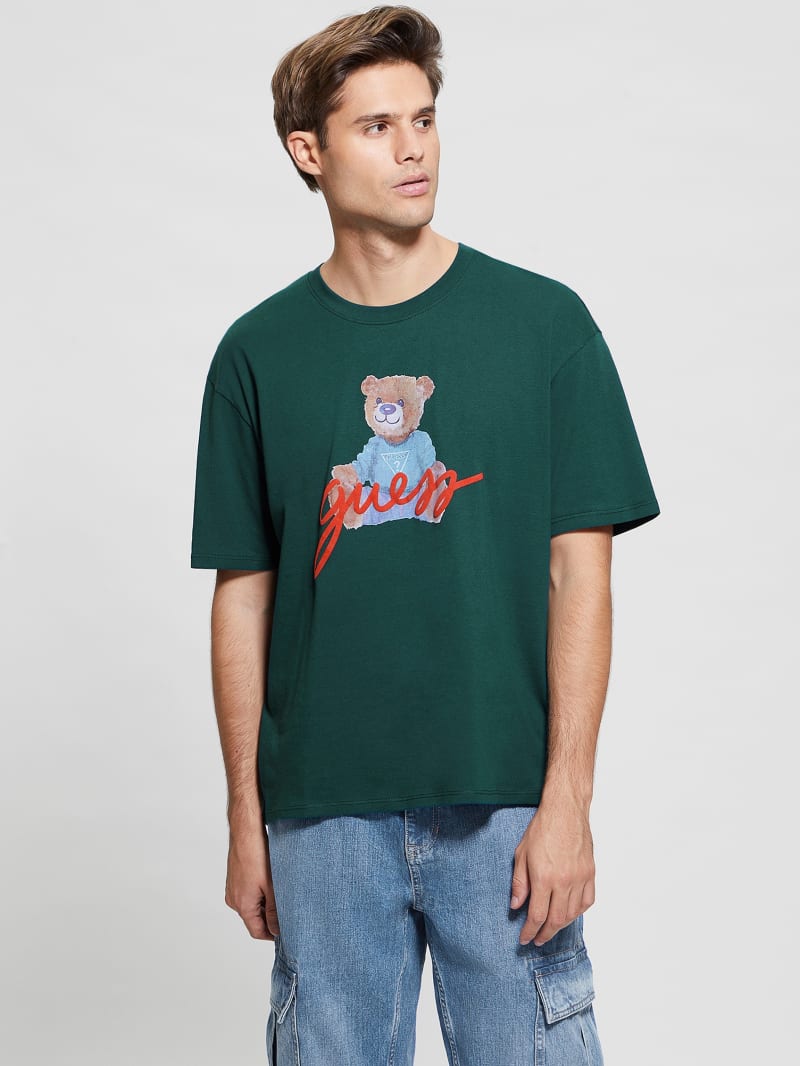 Guess Logo Bear Tee - Dark Jade Multi Guess Logo Bear Tee - Dark Jade Multi
