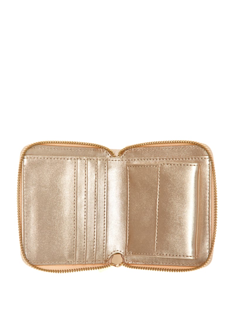 Guess Ginevra Logo Small Zip-Around Wallet - Latte Logo Guess Ginevra Logo Small Zip-Around Wallet - Latte Logo
