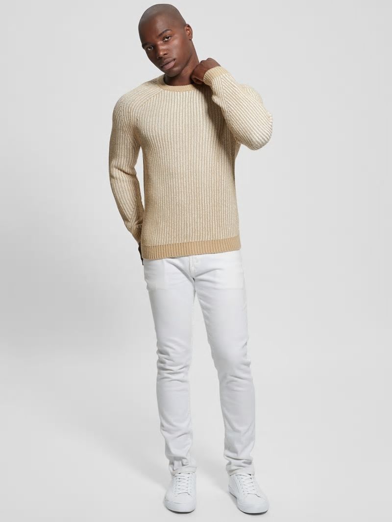 Guess Eco Allan Wool-Blend Sweater - Neutral Sand Multi Guess Eco Allan Wool-Blend Sweater - Neutral Sand Multi