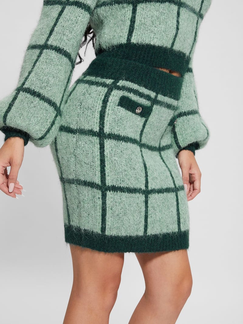 Guess Nadia Plaid Sweater Skirt - Green Check Guess Nadia Plaid Sweater Skirt - Green Check