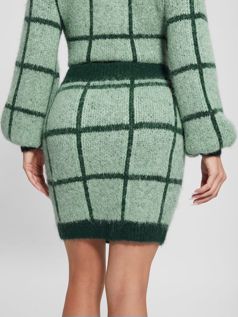 Guess Nadia Plaid Sweater Skirt - Green Check Guess Nadia Plaid Sweater Skirt - Green Check