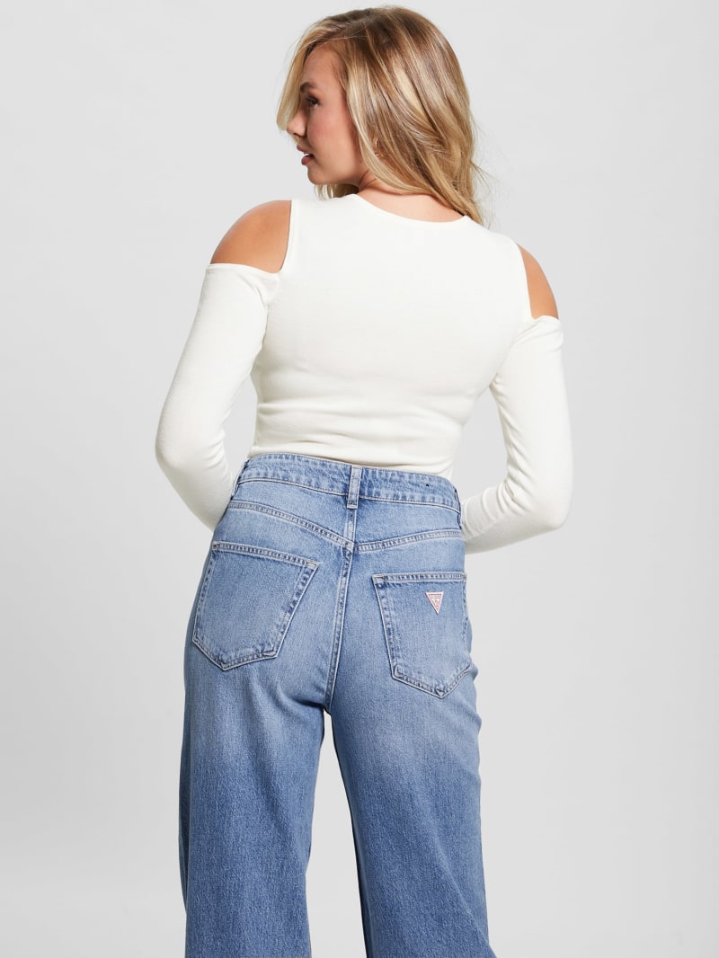 Guess Signature Cold-Shoulder Sweater - Dove White Guess Signature Cold-Shoulder Sweater - Dove White