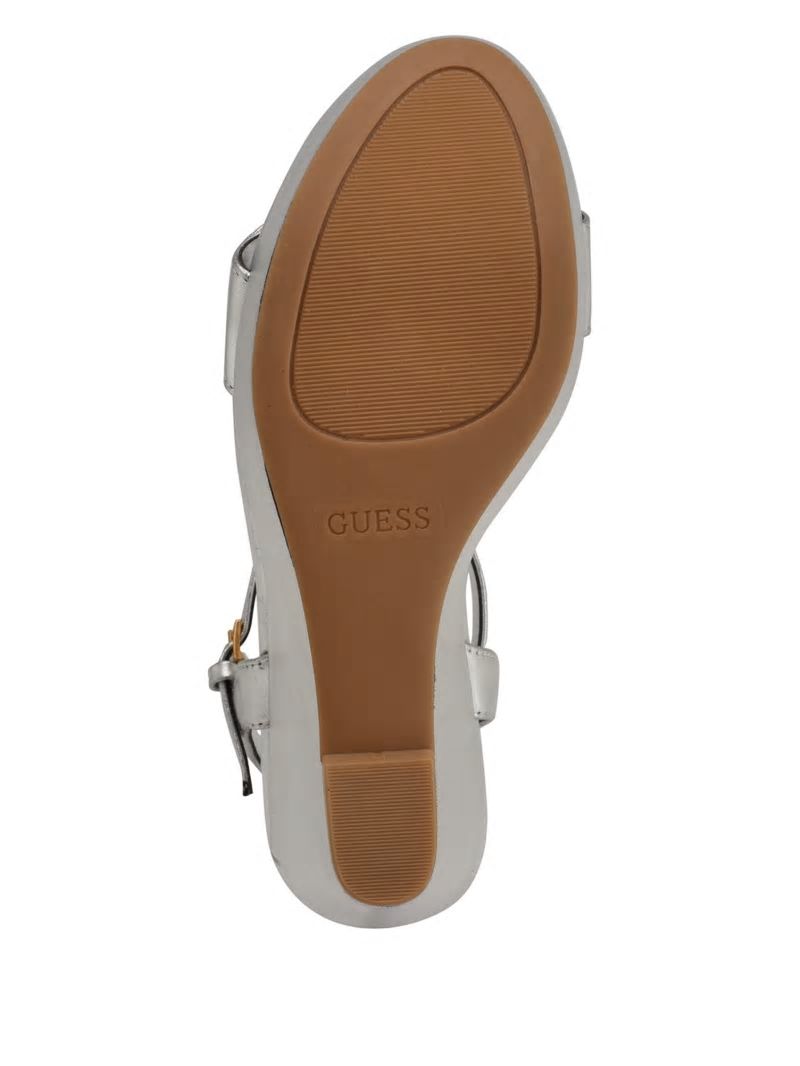Guess Himifa Shimmer Metallic G Wedge Sandals - Silver 040 Guess Himifa Shimmer Metallic G Wedge Sandals - Silver 040
