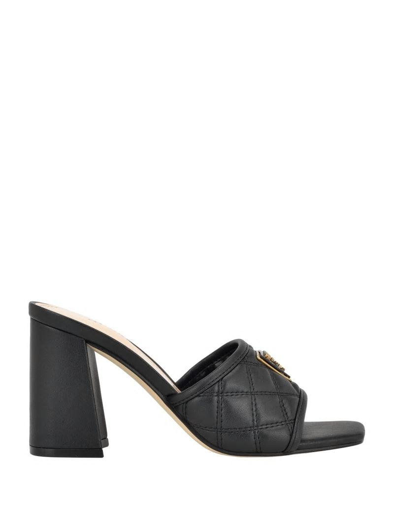 Guess Quilted Block Metallic Heels - Black 001 Guess Quilted Block Metallic Heels - Black 001