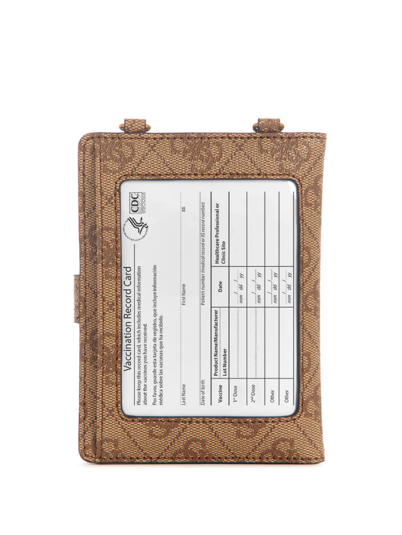 Guess Laurel Chain Passport Case - Latte Logo Guess Laurel Chain Passport Case - Latte Logo