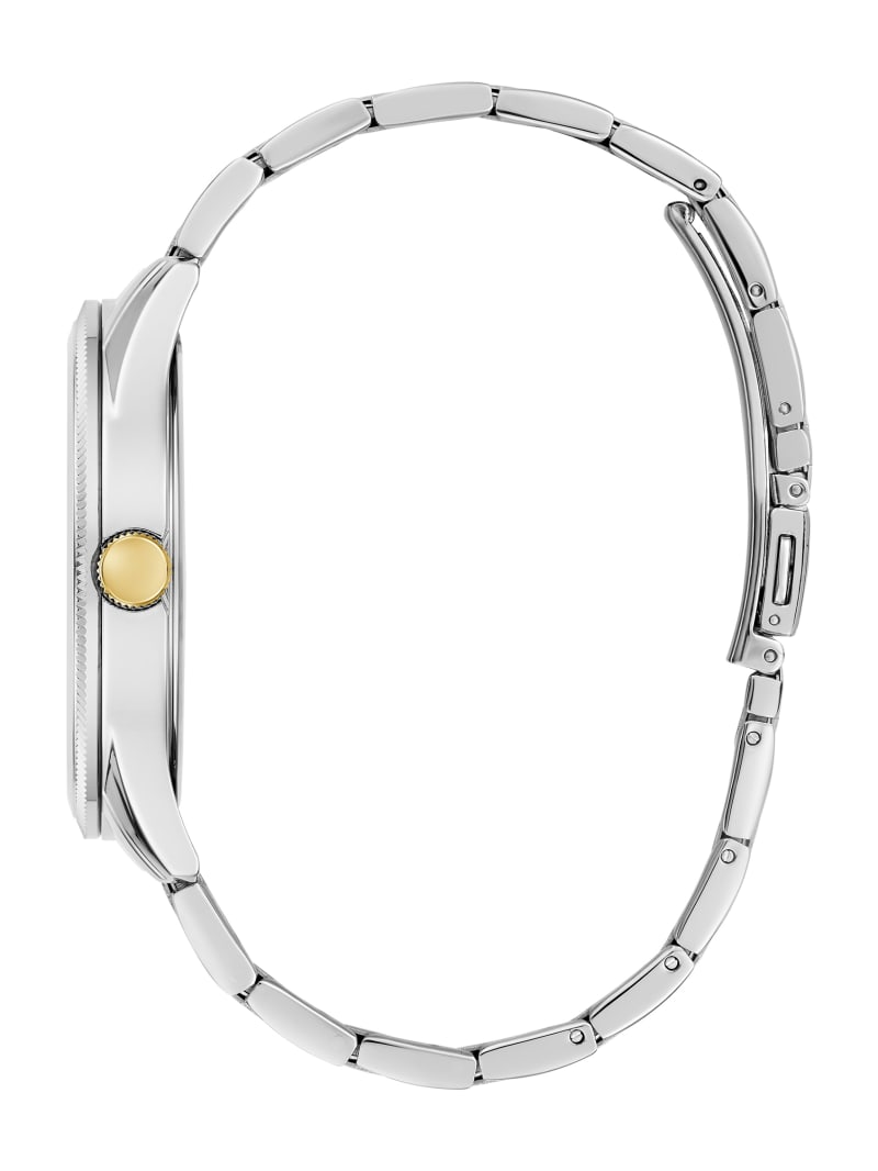 Guess Multi-Tone and White Analog Watch - Silver Guess Multi-Tone and White Analog Watch - Silver