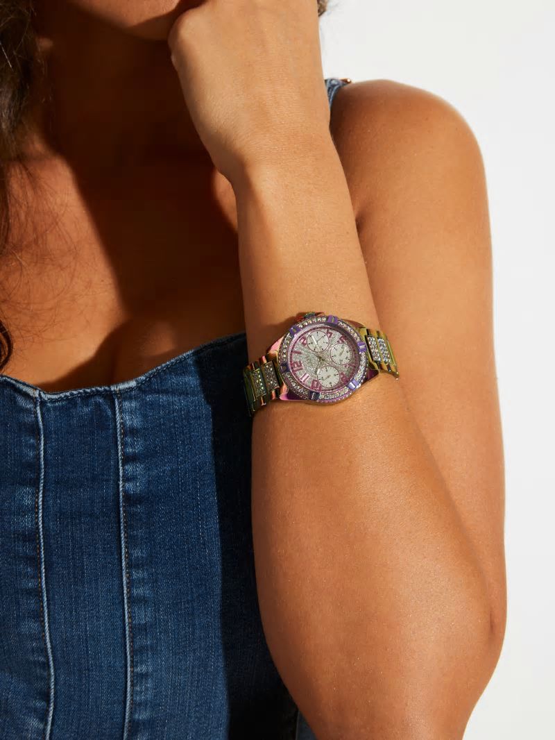 Guess Iridescent Crystal Multifunction Watch - Multi Guess Iridescent Crystal Multifunction Watch - Multi