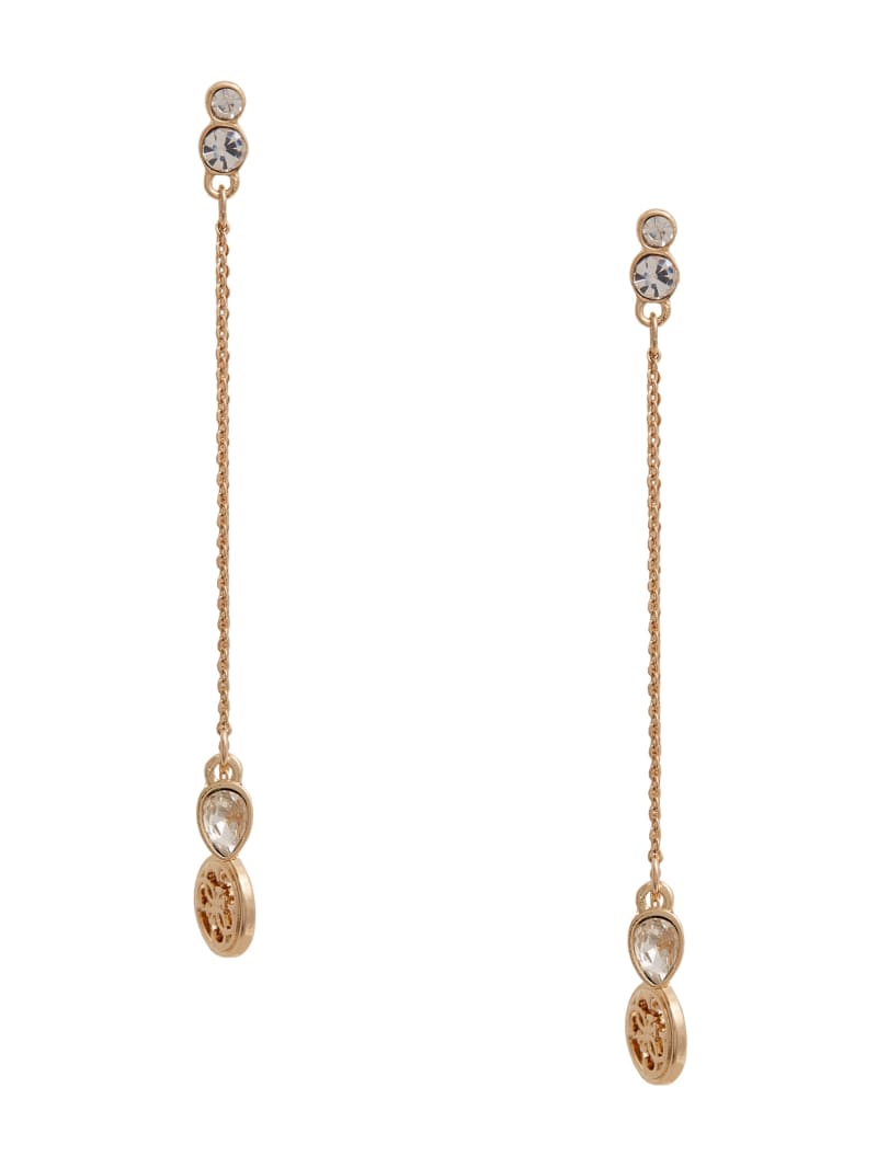 Guess Gold-Tone Linear Crystal and Logo Earrings - Gold Guess Gold-Tone Linear Crystal and Logo Earrings - Gold