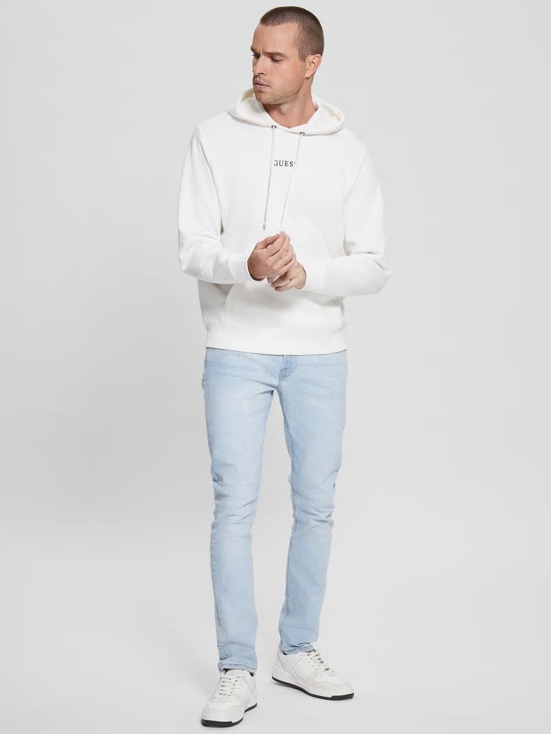 Guess Eco Roy Logo Hoodie - Frosted White Guess Eco Roy Logo Hoodie - Frosted White