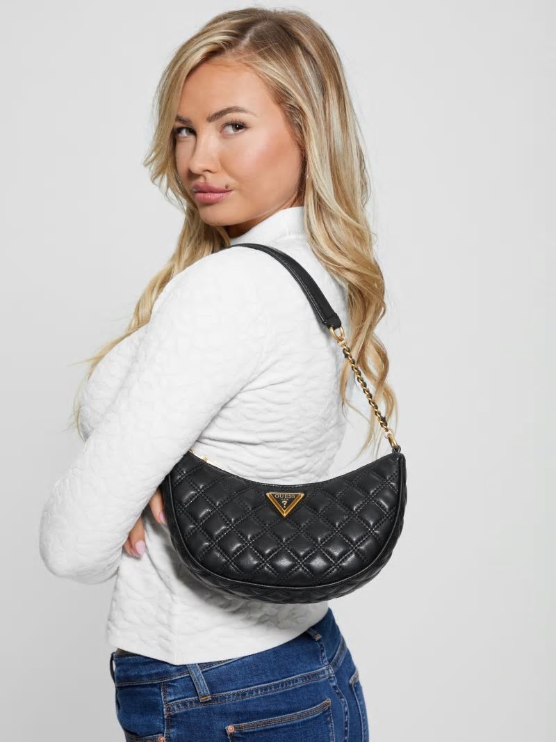 Guess Giully Quilted Top-Zip Shoulder Bag - Black Guess Giully Quilted Top-Zip Shoulder Bag - Black