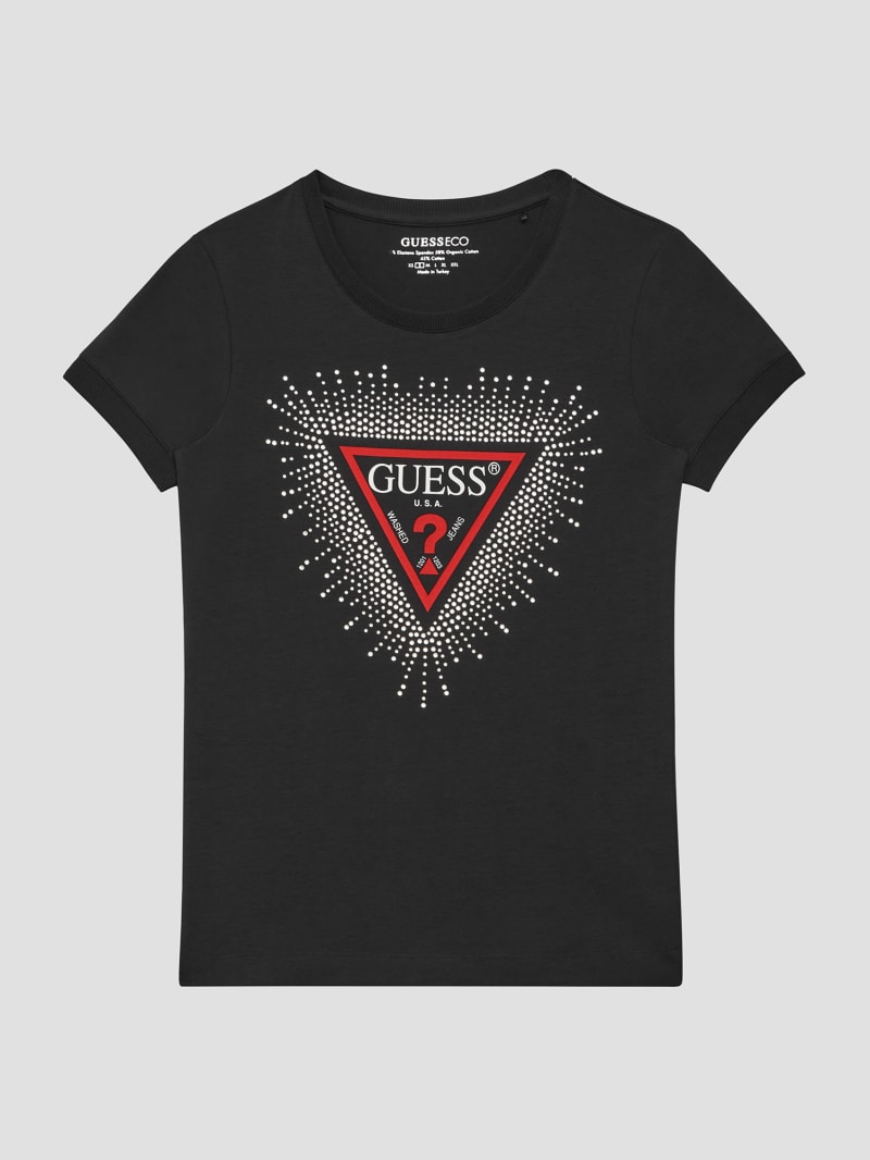 Guess Eco Signature Rhinestone Tee - Black Guess Eco Signature Rhinestone Tee - Black