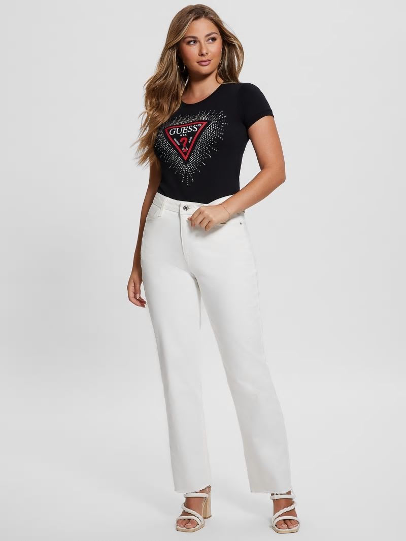 Guess Eco Signature Rhinestone Tee - Black Guess Eco Signature Rhinestone Tee - Black