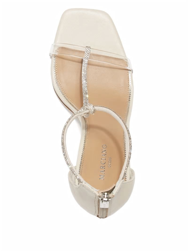 Guess Olivia T-Strap Rhinestone Stiletto Sandal - Paper
