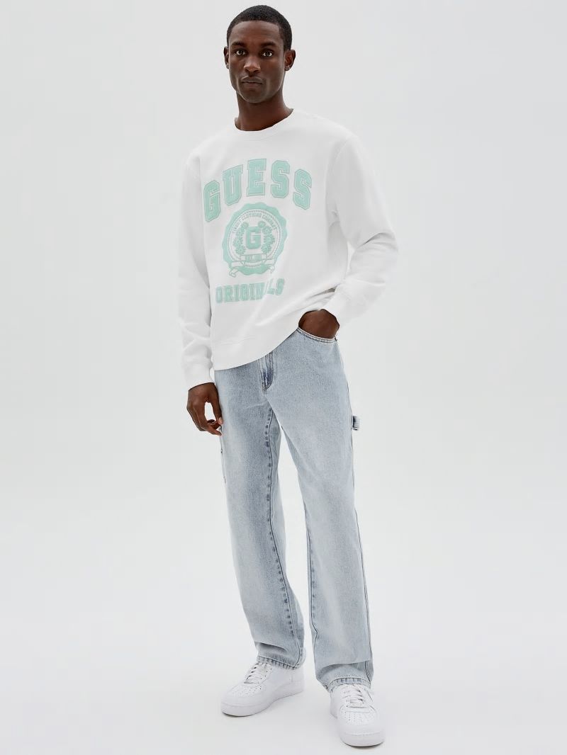 Guess GUESS Originals Logo Crewneck Pullover - Pure White Multi Guess GUESS Originals Logo Crewneck Pullover - Pure White Multi