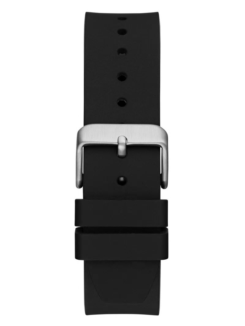 Guess Silver-Tone Silicon Analog Watch - Black Guess Silver-Tone Silicon Analog Watch - Black