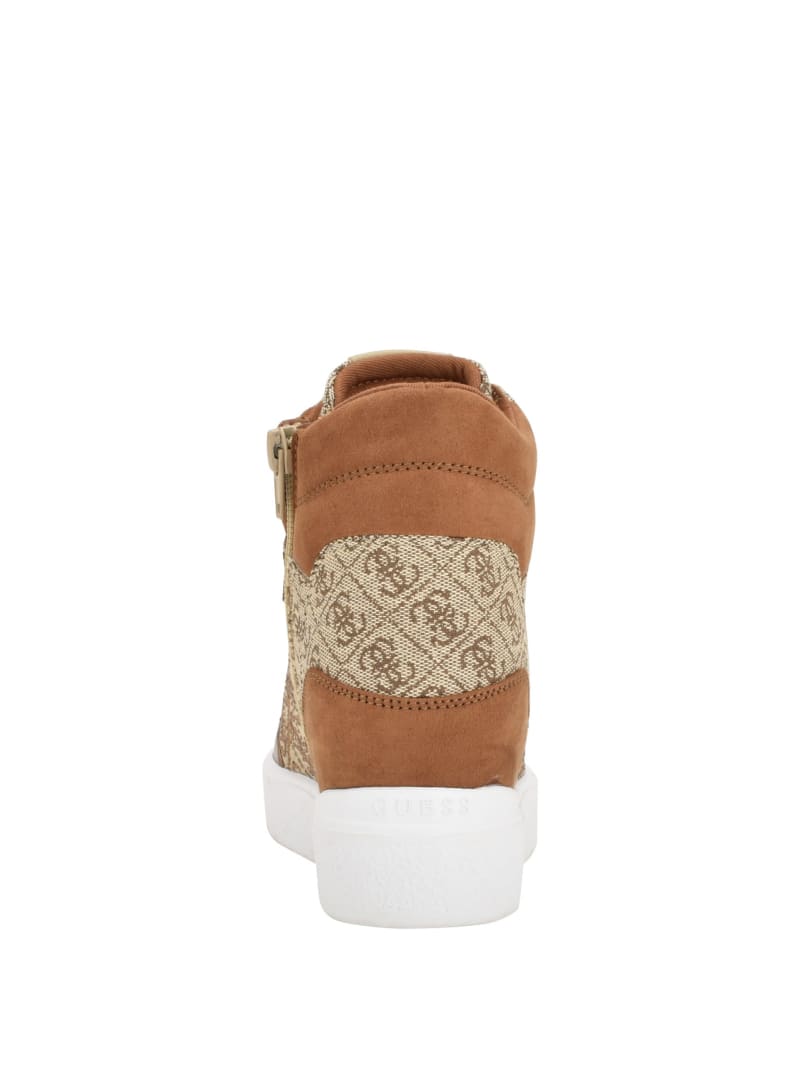 Guess Blairin Rhinestone Logo Wedge Sneakers - Medium Brown Guess Blairin Rhinestone Logo Wedge Sneakers - Medium Brown