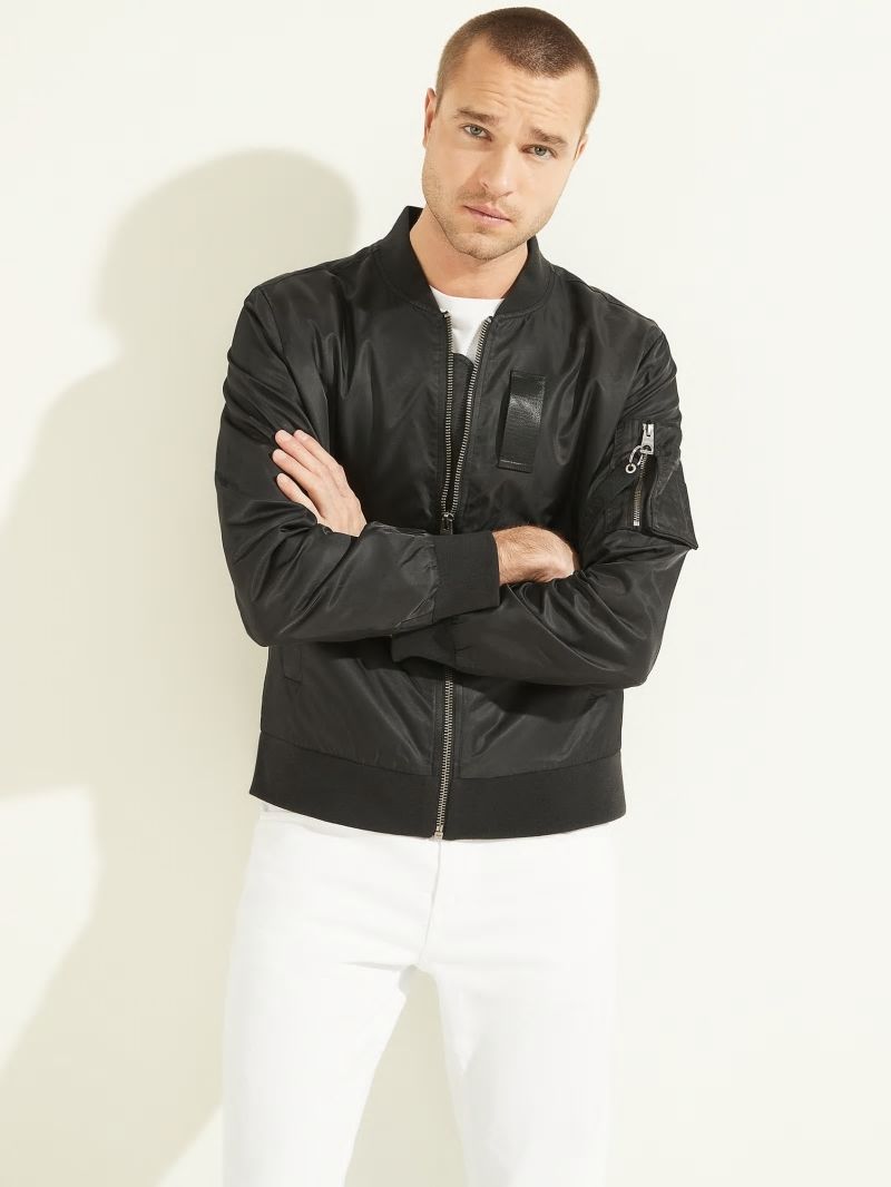 Guess Nylon Flight Jacket - Black Guess Nylon Flight Jacket - Black