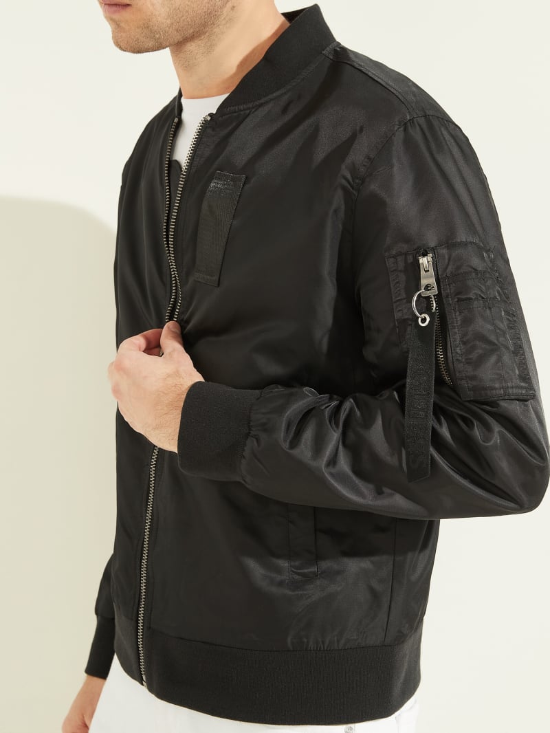 Guess Nylon Flight Jacket - Black Guess Nylon Flight Jacket - Black