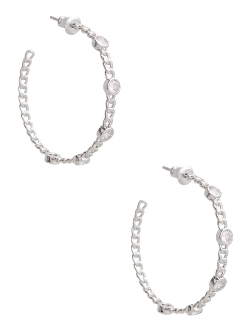 Guess Silver-Tone Crystal Chain Hoop Earrings - Silver Guess Silver-Tone Crystal Chain Hoop Earrings - Silver