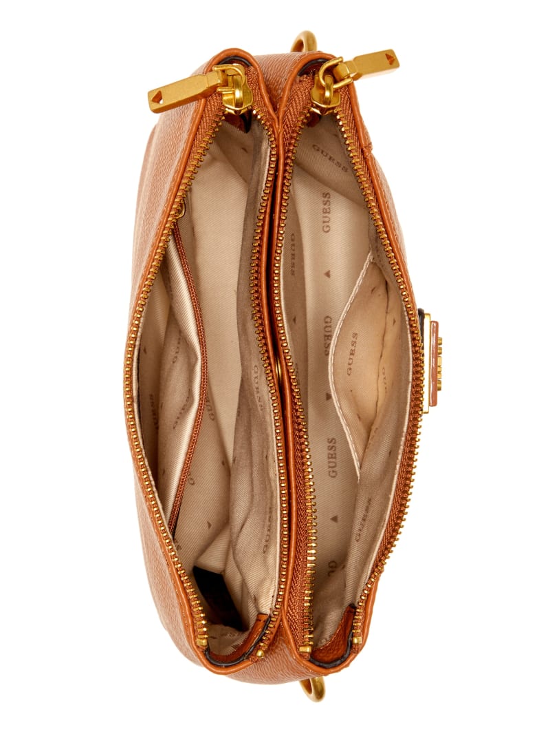 Guess Laryn Pebbled Dual-Zip Crossbody - Cognac Guess Laryn Pebbled Dual-Zip Crossbody - Cognac