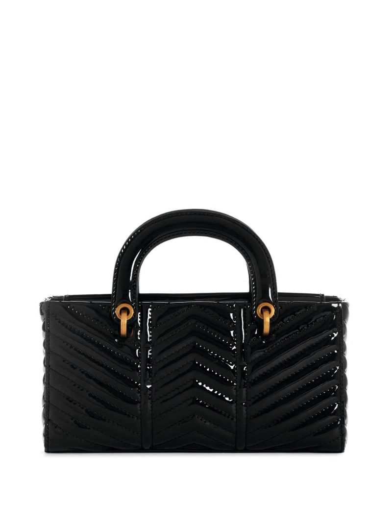 Guess Lovide Patent Mini Satchel - Black Floral Print Guess Lovide Patent Mini Satchel - Black Floral Print