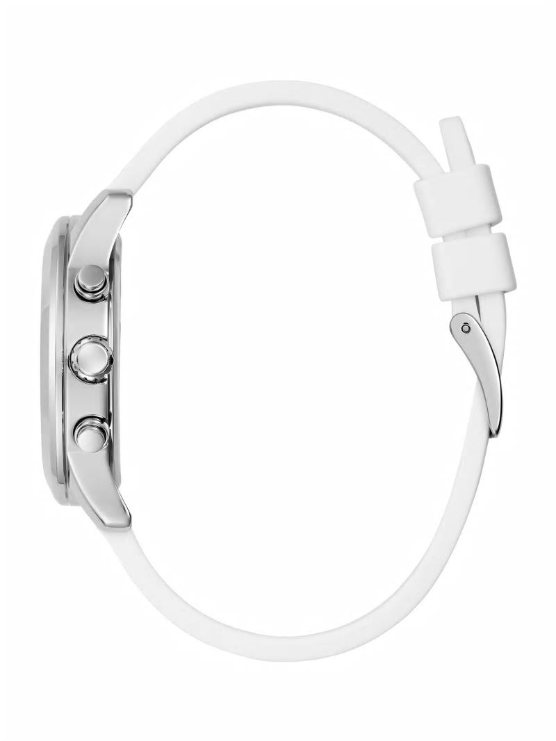 Guess Silver-Tone and White Colored Crystal Multifunction Watch - White Multi Guess Silver-Tone and White Colored Crystal Multifunction Watch - White Multi