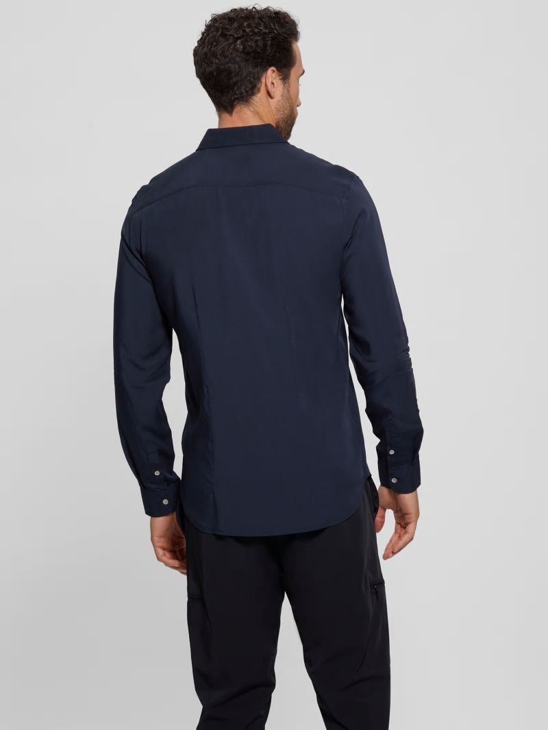Guess Eco Sunset Long-Sleeve Shirt - Bleu éLéGant Guess Eco Sunset Long-Sleeve Shirt - Bleu éLéGant