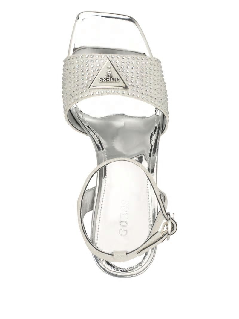 Guess Gelya Triangle Blocked Heels - Silver 040 Guess Gelya Triangle Blocked Heels - Silver 040