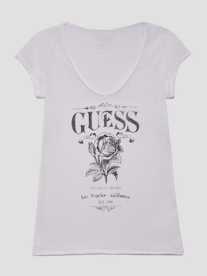 Guess Signature Roses Tee - Pure White Guess Signature Roses Tee - Pure White
