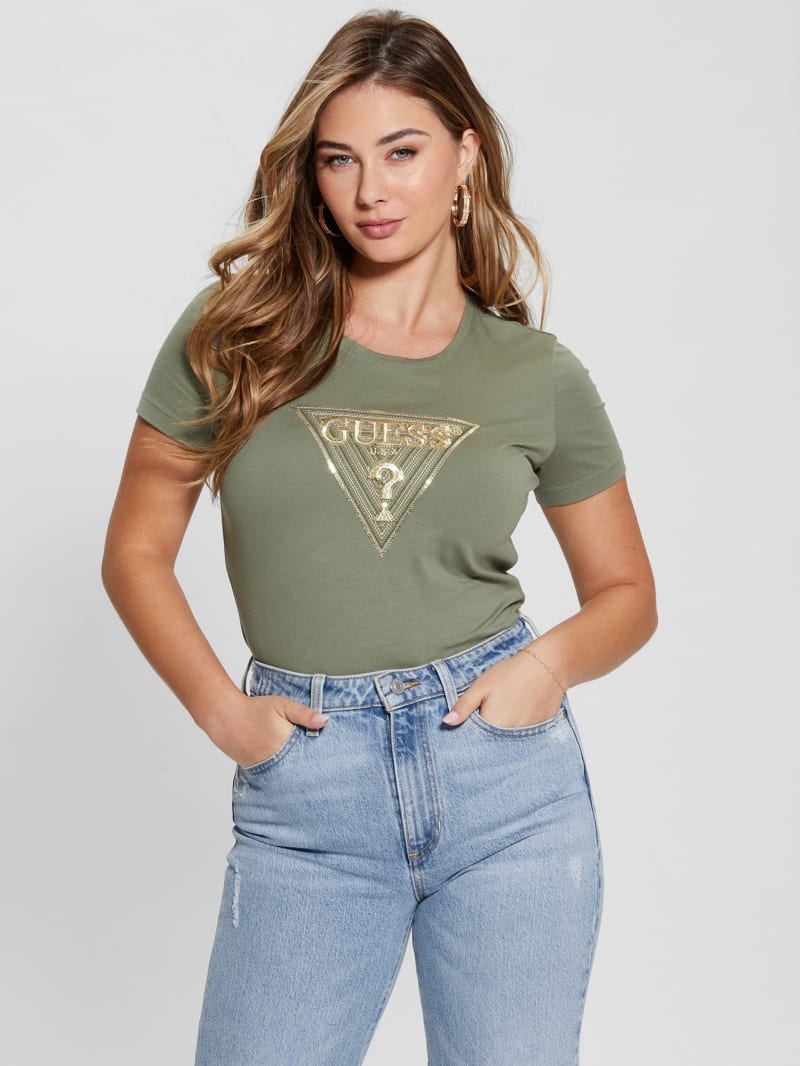 Guess Eco Multi-Tone Sequin Logo Tee - Isle Wash 32" Guess Eco Multi-Tone Sequin Logo Tee - Isle Wash 32"