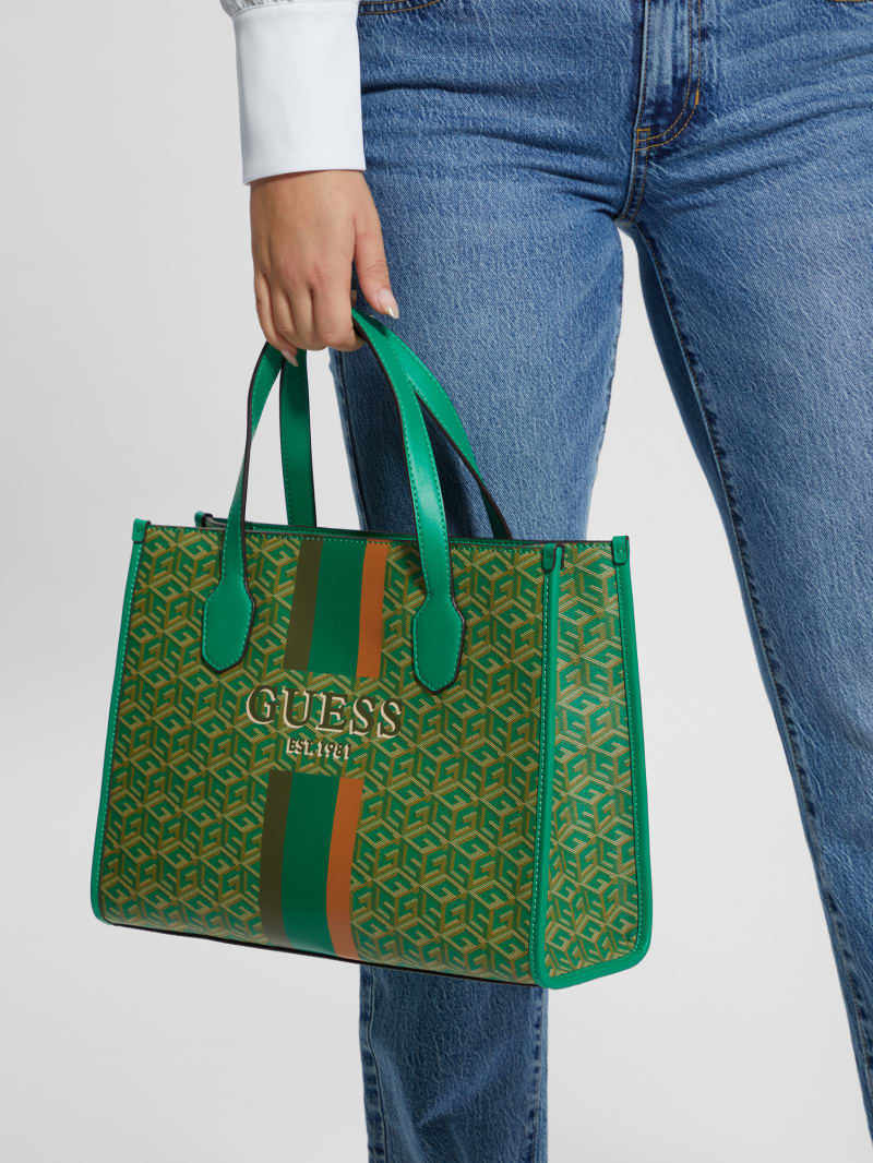 Guess Silvana G Cube Tote - Hunter Logo Guess Silvana G Cube Tote - Hunter Logo