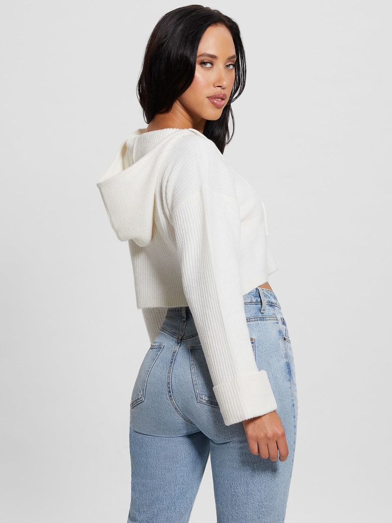 Guess Toki Half-Zip Hooded Sweater Top - Dove White Guess Toki Half-Zip Hooded Sweater Top - Dove White