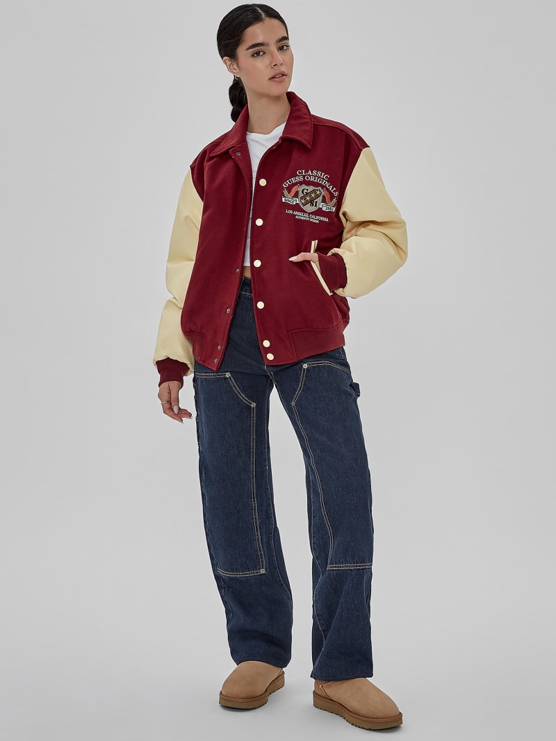 Guess GUESS Originals Authentic Letterman Jacket - Dark Jam Red Guess GUESS Originals Authentic Letterman Jacket - Dark Jam Red