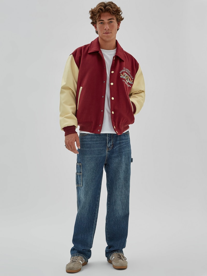 Guess GUESS Originals Authentic Letterman Jacket - Dark Jam Red Guess GUESS Originals Authentic Letterman Jacket - Dark Jam Red