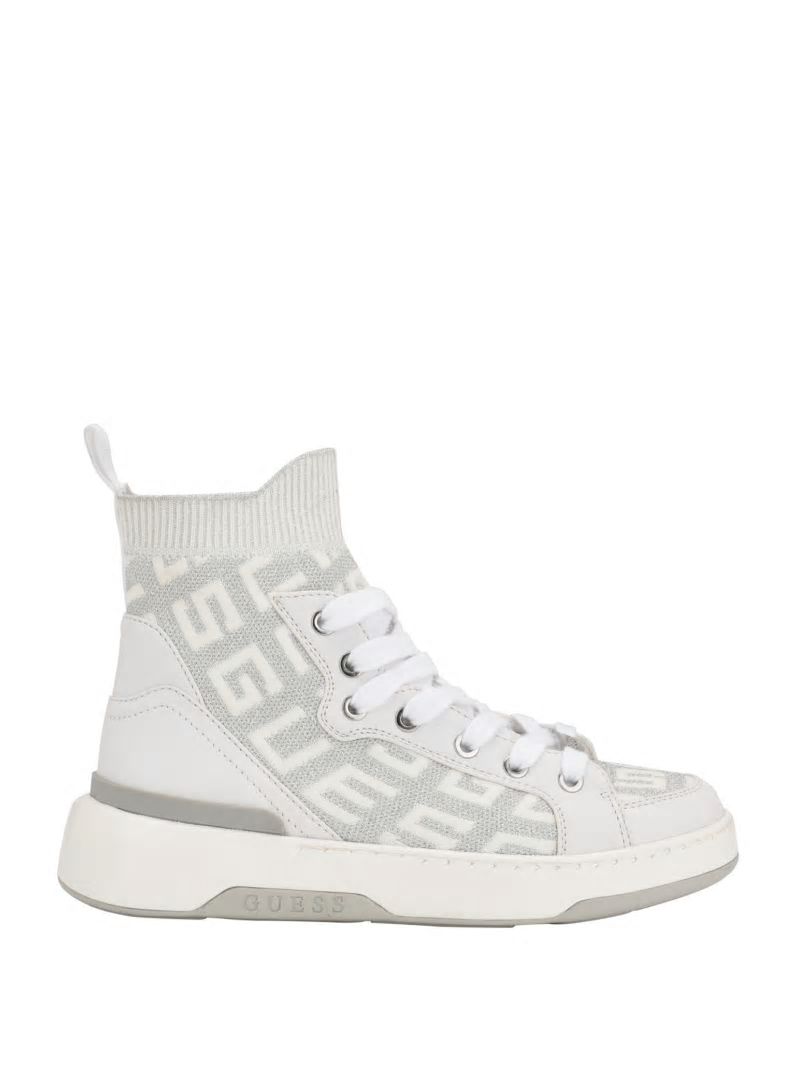Guess Mannen Logo Knit High-Top Sneakers - Wht Floral Guess Mannen Logo Knit High-Top Sneakers - Wht Floral