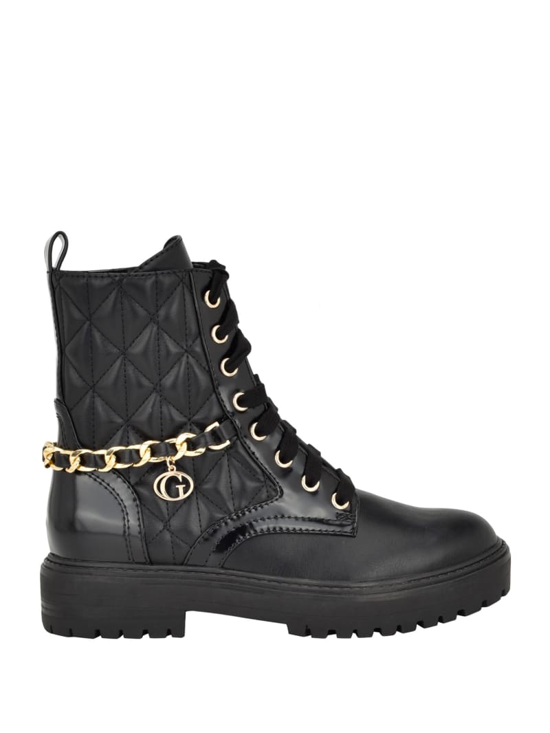 Guess Jellard Quilted Chain Moto Boots - Black 001 Guess Jellard Quilted Chain Moto Boots - Black 001