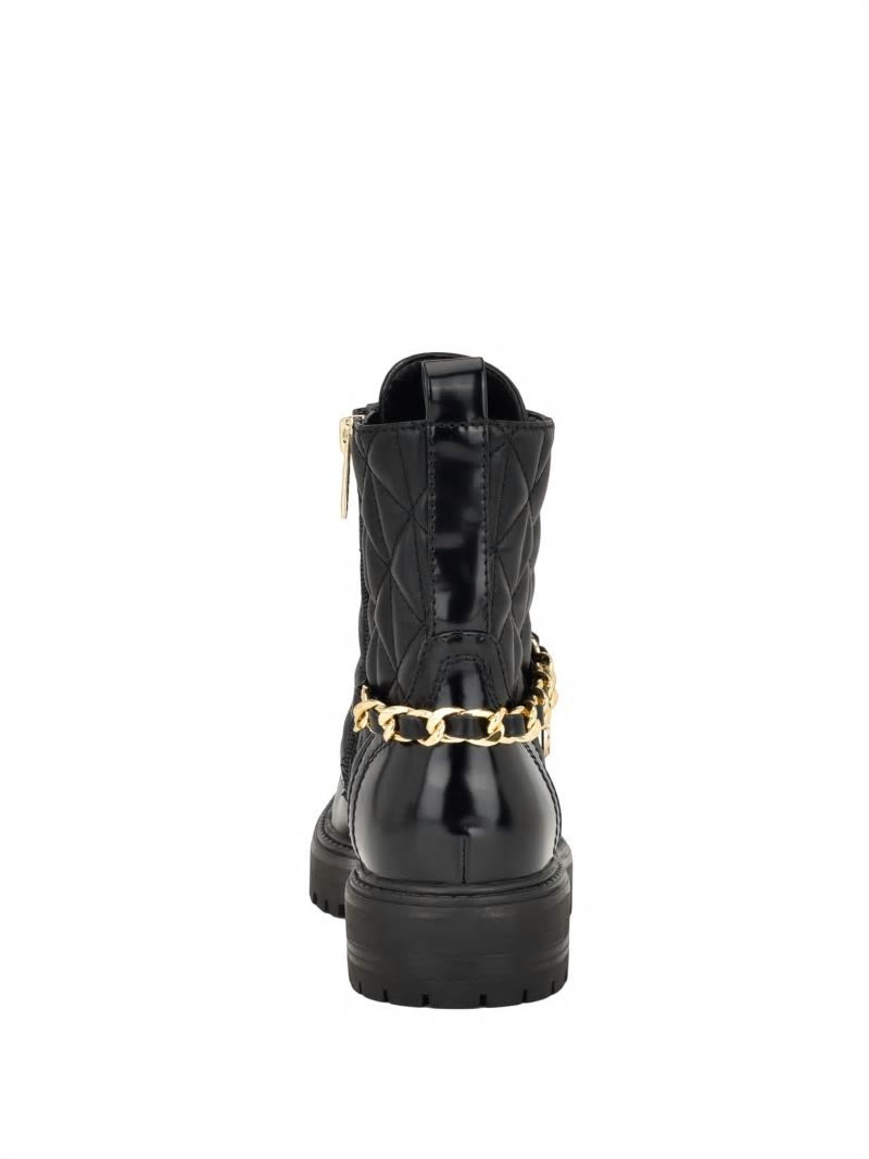 Guess Jellard Quilted Chain Moto Boots - Black 001 Guess Jellard Quilted Chain Moto Boots - Black 001