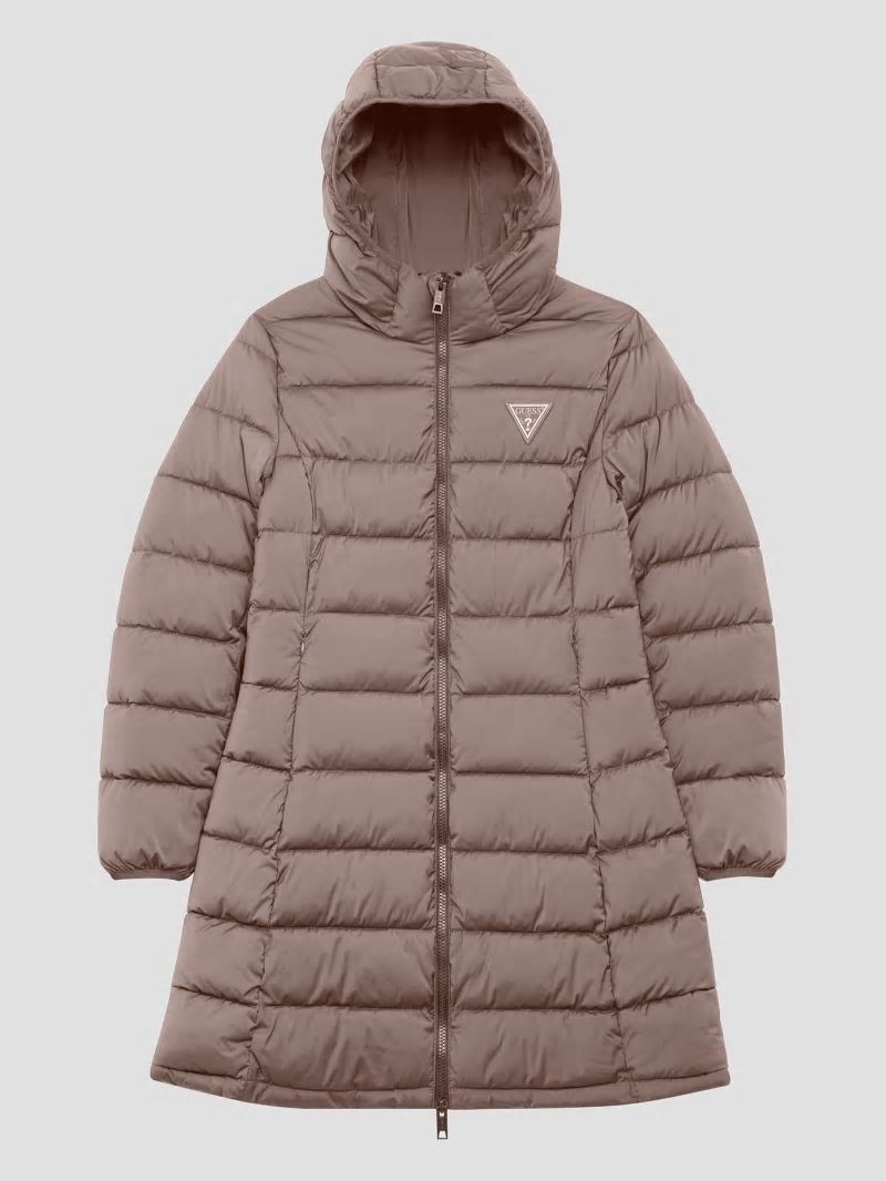 Guess Aleta Long Puffer Jacket - Soft Mink Guess Aleta Long Puffer Jacket - Soft Mink