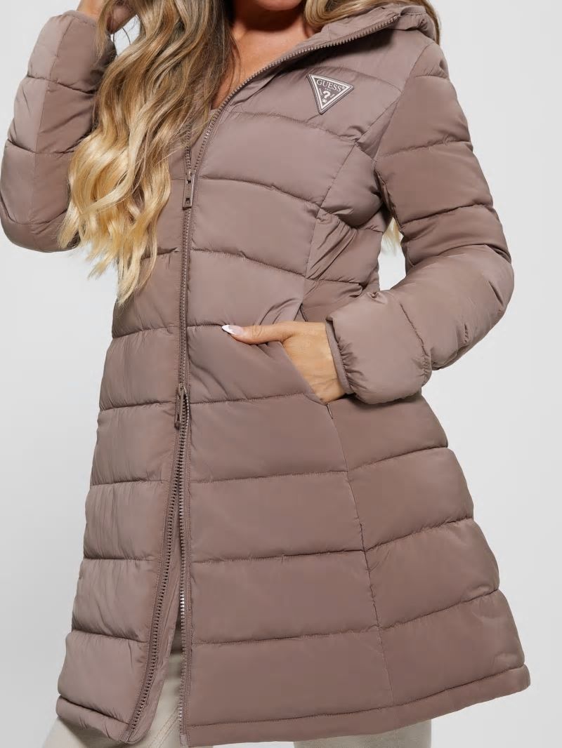 Guess Aleta Long Puffer Jacket - Soft Mink Guess Aleta Long Puffer Jacket - Soft Mink