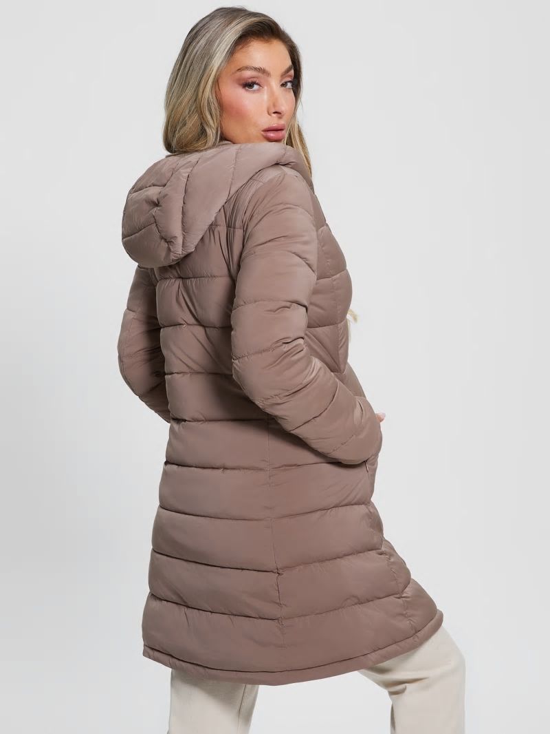 Guess Aleta Long Puffer Jacket - Soft Mink Guess Aleta Long Puffer Jacket - Soft Mink