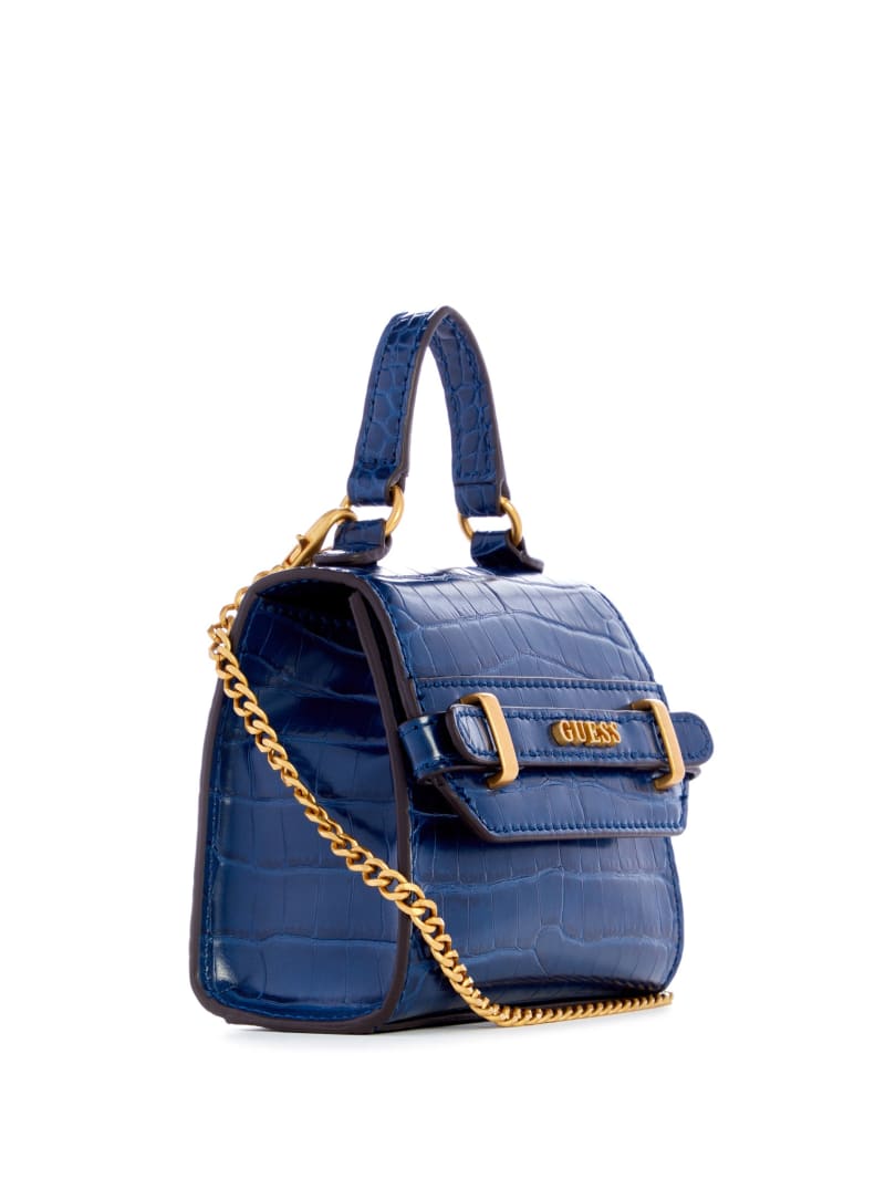 Guess Sestri Crocodile-Embossed Mini Crossbody - Blue Guess Sestri Crocodile-Embossed Mini Crossbody - Blue