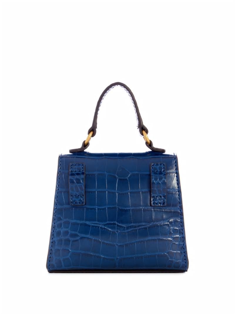 Guess Sestri Crocodile-Embossed Mini Crossbody - Blue Guess Sestri Crocodile-Embossed Mini Crossbody - Blue