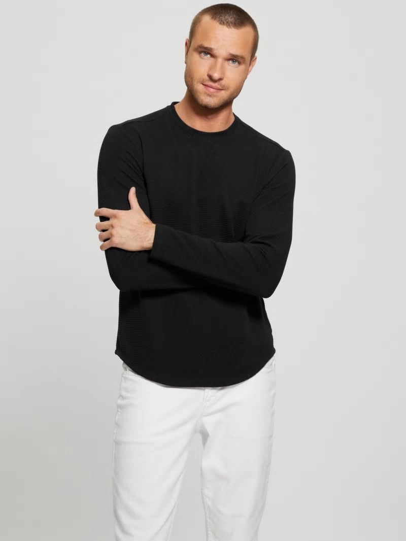 Guess Textured Long-sleeve Tee - Black Guess Textured Long-sleeve Tee - Black