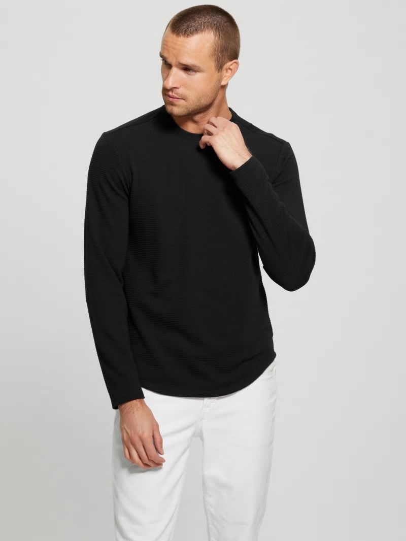 Guess Textured Long-sleeve Tee - Black Guess Textured Long-sleeve Tee - Black