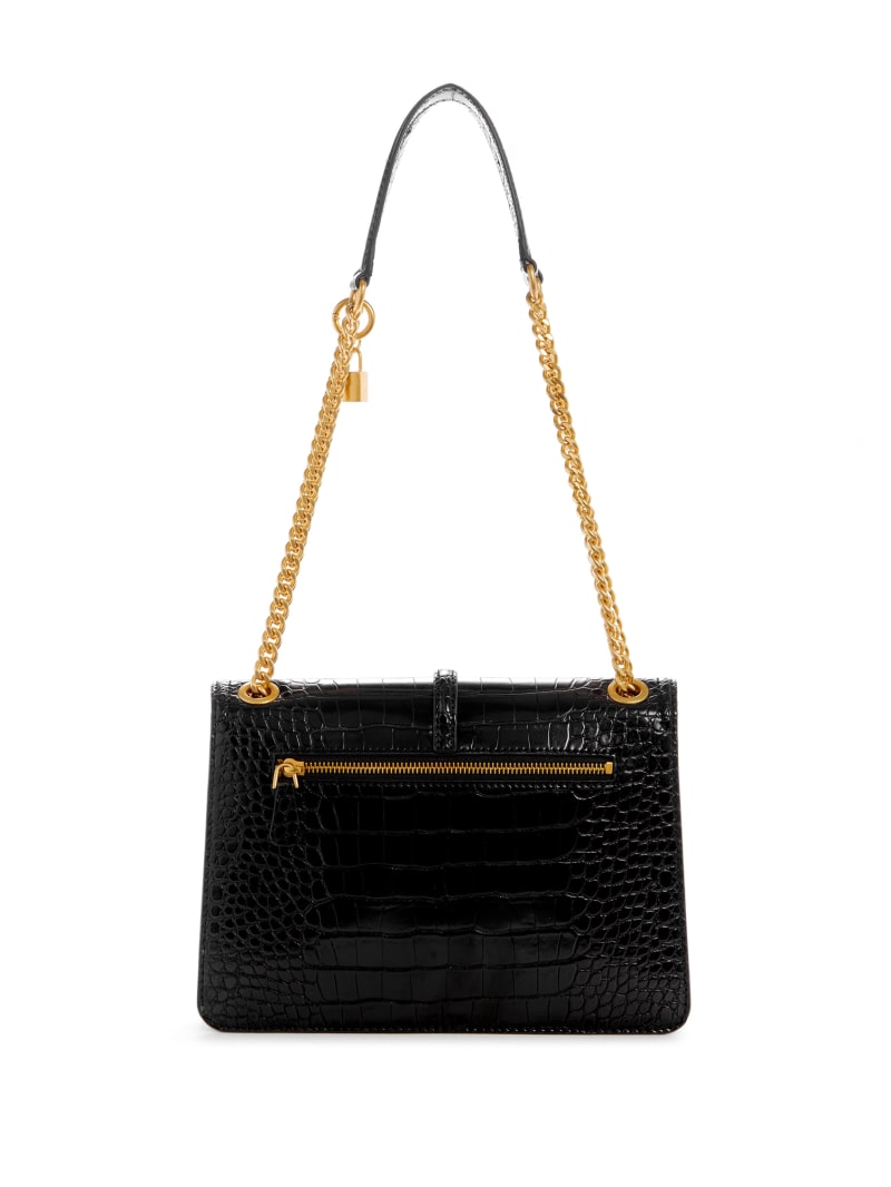 Guess James Croc Convertible Bag - Black Floral Print Guess James Croc Convertible Bag - Black Floral Print